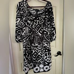 INC International Concepts Black and White Patterned Dress